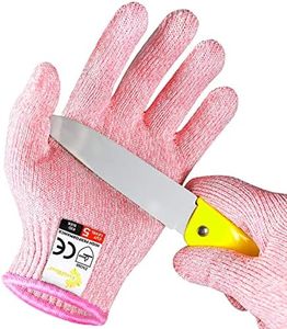 Evridwear Cut Resistant Gloves for Kids 7-9 Years, Level 5 Protection Cutting Gloves Food Grade for Cooking, Whittling, Wood Carving, Gardening and DIY