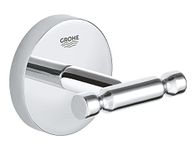 GROHE Start Cosmopolitan QuickFix Robe Hook (Metal, Concealed Fastening, Including Screws and Dowels, Extra Easy to Fit QuickGlue), Size 55 mm, Chrome, 41168000