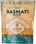 Meraki Organic White Basmati Rice 2 LB Bag - Pleasant Aroma, Thin, Extra Long Separated Fluffy Texture - Authentic Rice from Punjab, 100% USDA Certified Organic, Gluten-Free, Non-GMO, Vegan, Halal Kosher Low Sodium & Delicious No Artificial Flavors