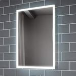 Pebble Grey™ Diaz Illuminated LED Bathroom Mirror built-in Shaver Socket and Heated Demister Mirror Pad | 500 x 700mm | Motion Sensor Switch