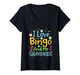 Womens bingo grandma or grandpa gift Bingo and my grandkids V-Neck T-Shirt