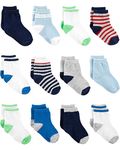 Simple Joys by Carter's Boys' 12-Pack Socks, Blue/White/Grey, 0-3 Months