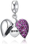 SOUKISS I Love You Charm 925 Sterling Silver Love Heart Dangle Bead Charms for Pandora Charms Bracelet Necklace, Sterling Silver, Cubic Zirconia