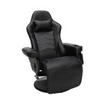 RESPAWN Racing Style Gaming Lounger with Adjustable Backrest, Leather, Black, 35.04"-51.18" D x 30.71" W x 37.01"-44.88" H