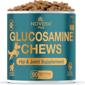 NOVEHA Dog Glucosamine Chews | Hip and Joint MSM Formula for Dogs Joint Care | Senior Pet Joint Health Supplement | Premium Glucosamine and Chondroitin for All Breeds | 90 Soft Chews; Chicken Flavor