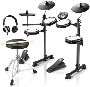 Donner DED-80 Electronic Drum Set with 4 Quiet Mesh Pads, 180+ Sounds, 2 Pedals, Throne, Headphones, Sticks, and Melodics Lessons