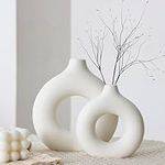 CUCUMI Ceramic Vase Set of 2, White
