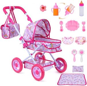 BABESIDE Baby Doll Stroller, Feeding & Bedtime Play Set for 12 Inch Dolls