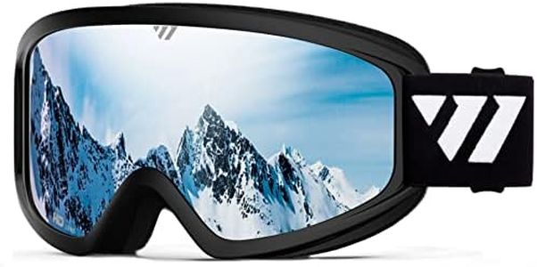 WISTON Ski Goggles - OTG Snow/Snowboard Goggles for Men, Women & Youth - 100% UV Protection (Black Frame/Silver Lens)