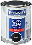 Johnstone's - Quick Dry Gloss - Black - Gloss Finish - Water Based - Interior Wood & Metal - Radiator Paint - Low Odour - Dry in 1-2 Hours - 8m2 Coverage per Litre - 0.75 L