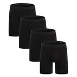 ZLYC Mens Long Leg Cotton Boxer Brief Underwear, 3/4 Pack ,Black4 Pack Black, XXL