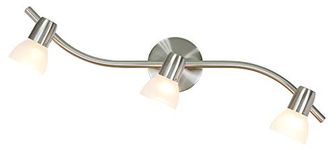 XiNBEi Lighting Track Light, 3 Light Kitchen Track Lighting, Modern S-Shaped Ceiling Track Light Bar Brushed Nickel Finish XB-TR1223-3-BN