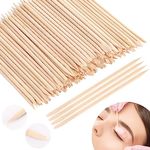 JANYUN 200 Pcs Eyebrow Wax Sticks, Waxing Applicator Sticks, Wooden Waxing Spatulas for Hair Removal Small Sticks or Wood Craft Sticks,Orange Wood Nail Sticks (Pointed Flat Handle)