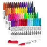 Shuttle Art 60 Colours Permanent Markers, Fine Point Assorted Colours, Works on Plastic, Wood, Stone, Metal and Glass for Doodling, Colouring, Journaling for School Office Home