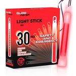 Glow Fever Glow Sticks Bulk, Emergency Safety Military 6'' Lightsticks, Light Up Ultra Bright with 12 Hours Duration for Hiking Party Camping Blackouts Hurricane Shelter Survival Kit (Red, 30PCS)