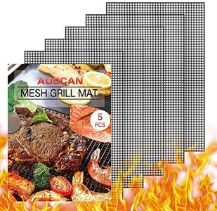 AOOCAN Grill mesh mat - Set of 5 Non Stick BBQ Grill mats, Heavy Duty, Reusable Grilling mats, Easy to Clean - Works on Gas, Charcoal, Pellet Grill - 15.75 x 13 in, Black