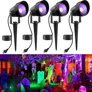 CREPOW Outdoor Black Light Spotlight, LED Black Lights Waterproof Landscape Lights with US Plug for Glow Party Body Paint Fluorescent Poster Stage Lighting Yard Garden Halloween Decoration(4 Pack)