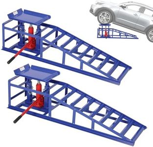 Garvee 2 Pack Hydraulic Car Ramps for Oil Changes, 5 T 11050 LBS Heavy Duty Steel Car Lift Ramp - Low Profile, High Lift 9.4 in-13.34 in, Safety Garage Ramps for Trucks & Vehicles, Blue