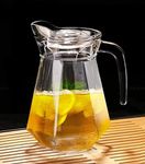 NVRA Premium 1300ml Glass Water Jug with Plastic Lid & Handle | 1.3L Transparent Beverage Carafe for Home, Office, Etc | Pitcher for Serve Water Milk Juice Beverage Chaas Cocktail (Duck Pot Jug)