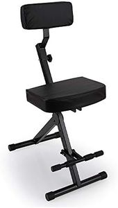 PYLE Drum Throne - Guitar Stool, Foldable & Portable Chair w/ Backrest & Footrest, Adjustable Music Stool for Adults, Padded Cushioned Seat & Back