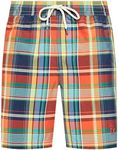 Polo Ralph Lauren Mens Stretch Poly Traveler 6Inch Swim Trunks, Yellow Plaid Mu, Large