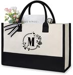 TOPDesign Initial Canvas Tote Bag, 