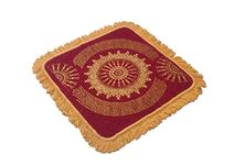 JAW Premium Chenille Velvet Multipurpose Decorative Sitting Prayer Mat/Aasan/Pad/Sedge for Pooja, Yoga, Dinner (Size 2 Ft X 2 Ft) (Maroon)