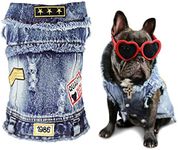 SILD Pet Clothes Dog Jeans Jacket Cool Blue Denim Coat Small Medium Puppy Blue Vintage Washed Clothes Dogs Lapel Vests Classic Hoodies