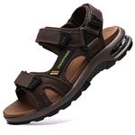 visionreast Mens Leather Sandals Open Toe Outdoor Hiking Sandals Air Cushion Sport Sandals Waterproof Beach Sandals