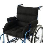 Jiangding Wheelchair Cushion with Back & Armrest Support, 3 Inch Thick Soft Breathable Polyester Full Padded Wheelchair Seat Cushion, Fits 11'' armrest Wheelchairs for Elderly Pressure Relief (black)