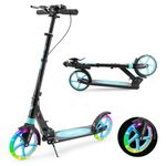 Scooter for Kids Ages 6+ Teens & Adults, Lightweight Kick Scooter with Carry Strap Adjustable Height Equipped with Front handbrake and Rear Brake, Big Sturdy PU Flash Wheels Great Gift & Toy.