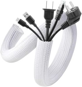 AGPTEK Cable Sleeve Cover, 20ft - 1 inch Cord Management Wire Organizer Under Desk, Home Office Computer Wire Cover Hider Cord Protector, Protect Pet Cat Dog from Chewing, White