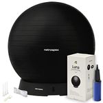 Retrospec Luna Exercise Ball, Base & Pump/Ball & Pump with Anti-Burst Material - Fitness Gym Swiss Ball - Perfect for Balance, Stability, Yoga, Pilates, Pregnancy & Birthing - 75cm - Black