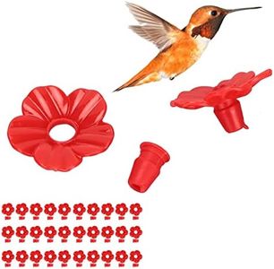 Hummingbird Feeder Replacement Flowers, 30 Sets Unique Replaceable Hummingbird Bird Feeder Flower Hanging Bird Feeding Ports Replacement Parts for Hummingbird Feeder Hanging Feeder, Red