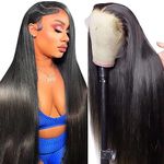 Straight Human Hair Wig 13X6 Lace Front Wigs Human Hair Pre Plucked With Baby Hair 180 Density Transparent HD Lace Frontal Wigs Human Hair Lace Front Wigs for Women Natural Black Color 18 Inch