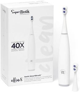 SuperMouth ULTIM8 SmartBrush™ – Electric Toothbrush with Patented SuperBristles®, Dual Sonic Modes, and Pressure Sensor - White