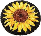 DoYBSelf Latch Hook Rug Kit, Sunflower Pattern Printed Canvas DIY Rug Crochet Yarn Kits, Embroidery Decoration 20.4" X 20.4"