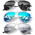 KALIYADI Classic Aviator Sunglasses for Men Women Driving Sun glasses Polarized Lens UV Blocking (3 Pack) 58mm