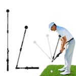 AevQuas Golf Swing Training Aid, Adjustable Golf Swing Trainers Aid Golf Alignment Stick Indoor & Outdoor Foldable Training Aids Swing Trainer Golf Forearm Rotation Training for Beginner Professional