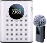 ZERFUN Rechargeable Voice Amplifier Wireless Microphone for Teachers Classroom, Mini Lavalier Lapel Mic Clip Magnetic, Portable Bluetooth Speaker with LED Display for Class, Tour Guide, Coaches, White