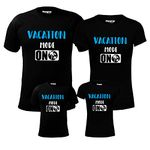 Hangout Hub HH25 Men's Women's Boy's & Girl's Round Neck T-Shirt Vacation Mode ON (Black;Men XXL(44);Women XXL(42) ;Boys-6-8Yrs;Girls-8-10Yrs) Pack of 4 Family T-Shirts