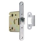 Amig - Unified Latch Model 2000 | For Wooden Passage Doors to Bathrooms, Kitchens or Rooms | Recessed Brass-Plated Steel Closure | Entry Size 50 mm | Round Edge Front | Screws included | Inox finish