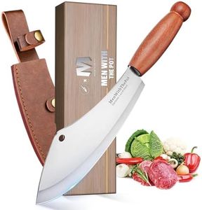 MEN WITH THE POT Meat Cleaver Knife, Hand Forged Ultra Sharp Stainless Steel Butcher Knife with Sheath, Multipurpose Chef Knife for Kitchen Outdoor Cooking Camping BBQ, Gift for Man Women