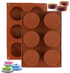 BURRSJ Cylinder Silicone Chocolate Mold 2PCS-6 Cavity Round Shape Silicone Mould for Making Pudding Covered Oreos Round Cupcake Muffin Cookies Mini Soap Making