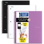Five Star Spiral Notebooks + Study App, 3 Pack, 1-Subject, College Ruled Paper, 100 Sheets, 11" x 8-1/2", Black, White, Amethyst Purple (820188-ECM)