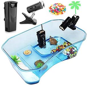Geegoods Turtle Tank Aquarium,Reptile Tank,Turtle Aquarium with Filter and Platform Plants for Pet Turtle Reptile Habitat