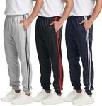 3 Pack: Mens Sweatpants Joggers Sweat Track Pants Warm Soft Active Athletic Workout Gym Apparel Training Fleece Lined Tapered Tricot Sports Running Casual Pockets Cuffed Jogging -Set 2,L