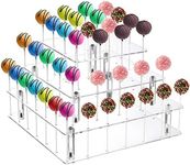 Frcctre 3 Tier Acrylic Cake Pop Display Stand, 56 Holes Clear Acrylic Lollipop Holder Square Cupcake Dessert Candy Holder for Wedding Baby Shower Birthday Parties Anniversaries