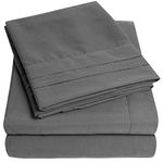 1800 Supreme Collection Sheet Set ? Soft Egyptian Quality Brushed Microfiber Sheets ? Luxury Bedding Set with Flat Sheet, Fitted Sheet, 2 Pillow Cases, Short Queen, Gray