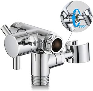 PDPBath Solid Brass 3 Way Shower Arm Diverter Valve with Handheld Holder for Dual Shower Heads with G1/2 Universal Connection - Chrome